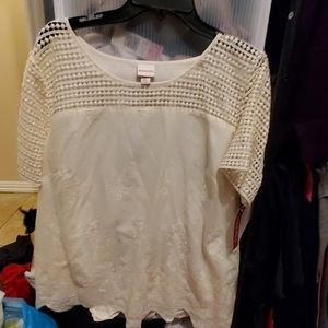 Vintage Merona Ivory Embroidered Blouse